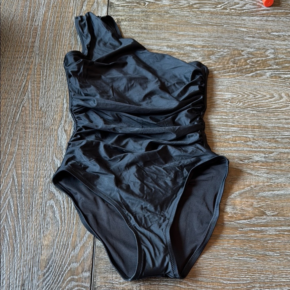 J. Crew Black One-Shoulder Swimsuit